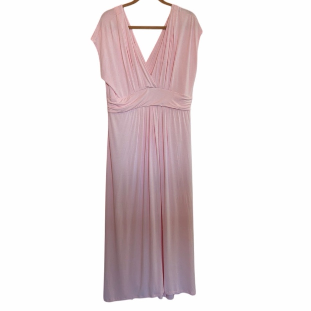 RESERVED IMAN Blush Pink Maxi Dress Plus Size 1X Short Empire Waist Flowy - Picture 7 of 16